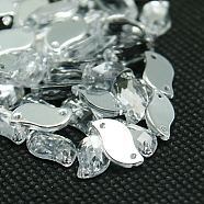 Sew on Rhinestone, Taiwan Acrylic Rhinestone, Two Holes, Garment Accessories, Faceted, Wave, Clear, 12x6x3mm, Hole: 1mm(ACRT-M021-6x12mm-02)