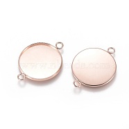 201 Stainless Steel Cabochon Connector Settings, Plain Edge Bezel Cups, Flat Round, Rose Gold, Tray: 25mm, 36x27x2mm, Hole: 3mm(X-STAS-F191-15RG-I)