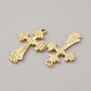 Alloy Pendants, Cross Charm, Light Gold, 32.5x20x2mm, Hole: 2mm(FIND-WH0110-434)