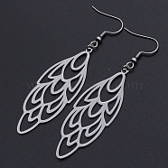 201 Stainless Steel Dangle Earrings, Peacock Feather, Stainless Steel Color, 76mm, Pin: 0.6mm(X-STAS-S105-JN612-1)