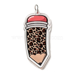 Teachers' Day Double-Sided Printed Acrylic Pendants, with Iron Jump Ring, Pen, 45x20x3mm, Hole: 5.5mm(OACR-G030-03A)