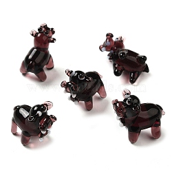 HHandmade Lampwork Home Decorations, 3D Cattle Ornaments for Gift, Black, 21~22x11~12x19~19.5mm(LAMP-K039-23)