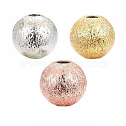 30Pcs 3 Colors Brass Textured Beads Set, Round, Mixed Color, 6x5.5mm, Hole: 2mm, 10pcs/color(KK-LS0001-07)