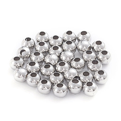 304 Stainless Steel Beads, Hollow Round, Stainless Steel Color, 5x4.5mm, Hole: 1.8mm,  200pcs/bag(STAS-G230-P05)