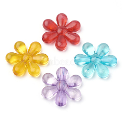 Transparent Acrylic Beads, Flower, Mixed Color, 23.5x21.5x5mm, Hole: 2mm, about 495pcs/500g(MACR-S296-48)