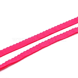 Chinlon Wavy Edge Elastic Band, Flat, Garment Accessories, Fuchsia, 10x1mm(EC-WH0013-14A)