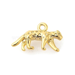 Leopard Rack Plating Brass Pendants Charms, Long-Lasting Plated, Lead Free & Cadmium Free, Real 18K Gold Plated, 7x12x3mm, Hole: 1mm(KK-S396-43G)