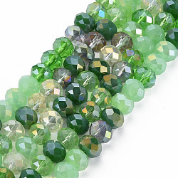 Electroplate Glass Beads Strands, AB Color Plated, Faceted, Rondelle, Sea Green, 7.5~8x6mm, Hole: 1.5mm, about 69~72pcs/strand, 16.54 inch~17.24 inch(42cm~43.8cm)(EGLA-S194-18E)