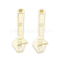 Alloy Pendants, Long-Lasting Plated, Lead Free & Cadmium Free, Wrench, Light Gold, 40x13x2mm, Hole: 2.5mm(PALLOY-K003-19LG)