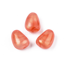 Opaque Acrylic Beads, Two Tone Color, with Glitter Powder, Teardrop, Orange Red, 18x14x11mm, Hole: 2mm, about 280pcs/500g(MACR-N009-021C)
