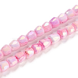 Electroplate Glass Beads Strand, AB Color Plated, Imitation Jade, Faceted, Bell, Pearl Pink, 4~4.5mm, Hole: 0.8mm, about 80pcs/strand, 12.83''(32.6cm)(GLAA-G088-03-01E)
