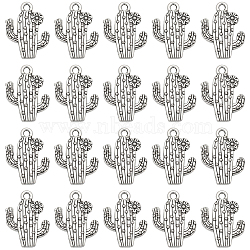 100Pcs Tibetan Style Alloy Pendants, Cadmium Free & Lead Free, Cactus, Antique Silver, 20x15x2.5mm, Hole: 1.8mm(FIND-SC0005-62)