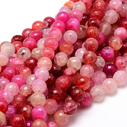 Dyed Natural Agate Faceted Round Beads Strands, Colorful, 8mm, Hole: 1mm, about 48pcs/strand, 15.3 inch(G-E320E-8mm-06)