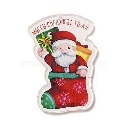 Christmas Theme Opaque Acrylic Pendants, Father Christmas, 39.5x26x1.8mm, Hole: 1.6mm(SACR-Z004-04H)