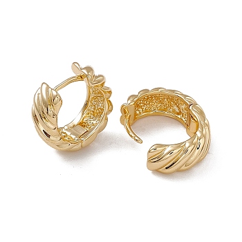 Rack Plating Brass Twist Thick Hoop Earrings for Women, Lead Free & Cadmium Free, Real 18K Gold Plated, 16x16.5x6mm, Pin: 0.8mm