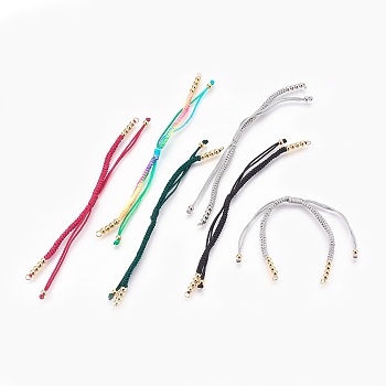 Nylon Cord Bracelet Making, with Brass Findings, Golden, Mixed Color, 5-1/2 inch(14cm)~11-3/8 inch(29cm), Hole: 2.5mm
