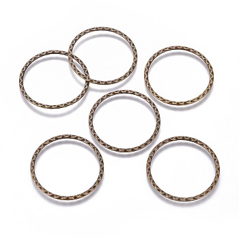 Tibetan Style Linking Rings, Cadmium Free & Nickel Free & Lead Free, Antique Bronze, Ring, Size: about 37.5mm in diameter, 33.5mm inner diameter, 2mm thick, 450pcs/1000g
