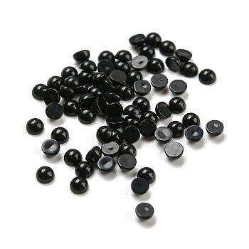 Natural Black Onyx(Dyed & Heated) Cabochons, Half Round, 2x1mm