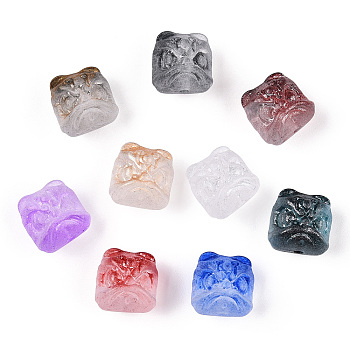 Acrylic Dull Polish Beads, Lion Heads, Mixed Color, 13x13x12.5mm, Hole: 2mm