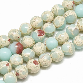 Synthetic Imperial Jasper Beads Strands, Round, Pale Turquoise, 6mm, Hole: 1mm, about 59~61pcs/strand, 14.7~15.3 inch