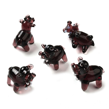 HHandmade Lampwork Home Decorations, 3D Cattle Ornaments for Gift, Black, 21~22x11~12x19~19.5mm