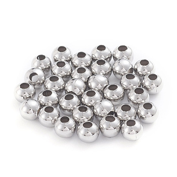 304 Stainless Steel Beads, Hollow Round, Stainless Steel Color, 5x4.5mm, Hole: 1.8mm,  200pcs/bag