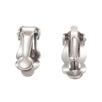 Tarnish Resistant 304 Stainless Steel Clip-On Earrings Findings, Stainless Steel Color, 16x7x6mm