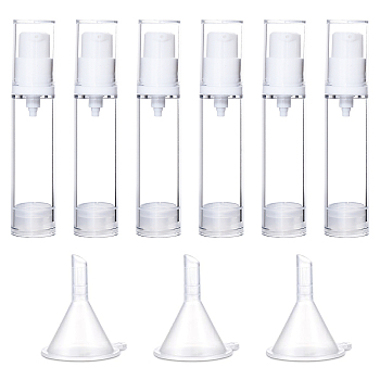 6Pcs Plastic Sample Perfume Spray Bottles, Travel Fine Mist Atomizer, Refillable Bottle, with 3Pcs Funnel Hopper, Clear, 1.85x9.4cm, Capacity: 10ml(0.34fl. oz)