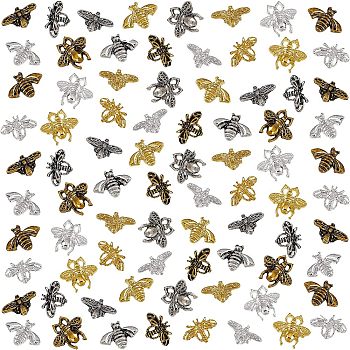Alloy Cabochons, Nail Art Decoration Accessories for Women, Bees, Mixed Color, 6.5x11.5x1.5mm, 128pcs/box