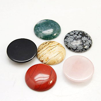 Mixed Stone Cabochons, Half Round/Dome, 25x5~7mm