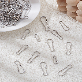 84Pcs 6 Styles 304 Stainless Steel Push Gate Snap Keychain Clasp Findings, Stainless Steel Color, 25~40x9~12.5x2~3mm, 14pcs/style