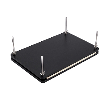 Rectangle Bamboo Portable Book Press Bookbinding Tool, for Handmade Paper Press, Black, 295x194x8mm, Hole: 5mm