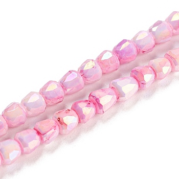Electroplate Glass Beads Strand, AB Color Plated, Imitation Jade, Faceted, Bell, Pearl Pink, 4~4.5mm, Hole: 0.8mm, about 80pcs/strand, 12.83''(32.6cm)