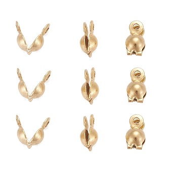 Ion Plating(IP) 304 Stainless Steel Bead Tips, Calotte Ends, Clamshell Knot Cover, Golden, 8x4mm, Hole: 1mm