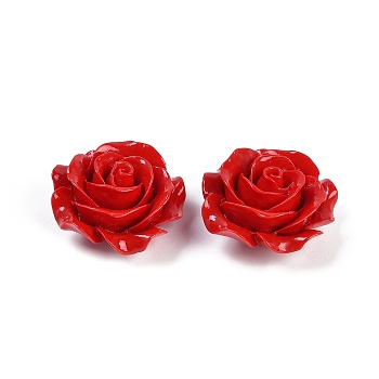 Synthetic Coral Carved Beads, Dyed, Flower, Red, 28x14mm, Hole: 1.3mm