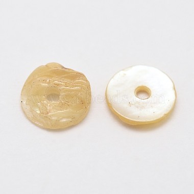 Flat Round Natural Akoya Shell Beads(SHEL-N034-11)-3