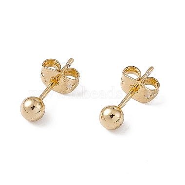 Aretes de bola redonda de latón chapado en rack para mujer(EJEW-F294-08A-G)-2