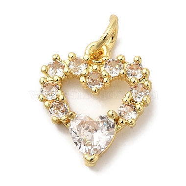 Golden Clear Heart Brass+Cubic Zirconia Pendants