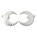 Tibetan Style Hammered Metal Crescent Moon Links connectors for Dangle Charms, Lead Free and Cadmium Free, Antique Silver, 36x33x1.5mm, Hole: 2mm(X-EA291Y)