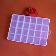 Plastic Bead Containers, 24 Compartments, Rectangle, Clear, 19x13x2.1cm(X1-CON-YW0001-07)