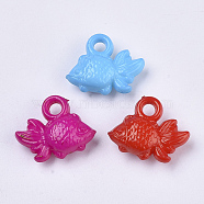 Opaque Acrylic Pendants, Fish, Mixed Color, 15x19x7mm, Hole: 3mm(X-SACR-N008-026)