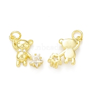 Rack Plating Brass Micro Pave Clear Cubic Zirconia Charms, with Jump Rings, Cadmium Free & Lead Free, Long-Lasting Plated, Bear with Star Charm, Real 18K Gold Plated, 15x12x4.5mm, Hole: 3mm(KK-C011-48G)