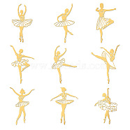 Nickel Decoration Stickers, Metal Resin Filler, Epoxy Resin & UV Resin Craft Filling Material, Ballet Pattern, 40x40mm, 9 style, 1pc/style, 9pcs/set(DIY-WH0450-019)