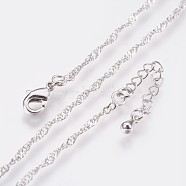 Long-Lasting Plated Brass Chain Necklaces, with Lobster Claw Clasp, Nickel Free, Real Platinum Plated, 18.1 inch (46cm), 1.5mm(NJEW-K112-11P-NF)