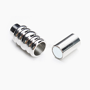 304 Stainless Steel Magnetic Clasps with Glue-in Ends, Column, Stainless Steel Color, 18x8mm, Hole: 4mm(STAS-K006-13C-4mm)