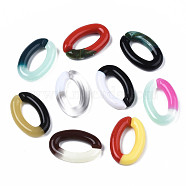 Two Tone Opaque Acrylic Linking Rings, Quick Link Connectors, for Jewelry Curb Chains Making, Oval Ring, Mixed Color, 29.5x19.5x5mm, Inner Diameter: 18x8mm(OACR-S038-035)