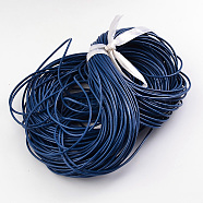 Cowhide Leather Cord, Leather Jewelry Cord, Jewelry DIY Making Material, Round, Dyed, Blue, 1.5mm(LC-1.5MM-04)