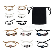 6Pcs Adjustable Braided Waxed Polyester Cord Macrame Pouch Bracelet Making, Interchangeable Stone, with Black Gemstone Beads, with 6Pcs Rectangle Velvet Pouches, Mixed Color, Inner Diameter: 2-3/8~ 3 inch(6~7.5cm)(BJEW-FW0001-04)