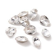 Glass Rhinestone Cabochons, Pointed Back & Back Plated, Faceted, Teardop, Crystal, 10x7x5mm(RGLA-F078-02E)