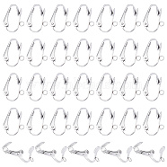 50Pcs 304 Stainless Steel Clip-on Earrings Findings, with Horizontal Loops, for Non-pierced Ears, Stainless Steel Color, 16x12x7.5mm, Hole: 1.8mm(STAS-UN0041-08)